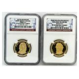 (2) 2008 & 2010 PF69 Presidential Dollars