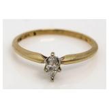 14kt Gold Marquise Cut Diamond Solitaire Ring