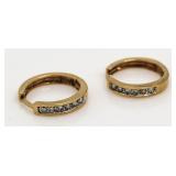 10kt Gold Channel Set Diamond Earrings