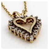 10kt Gold 1/4 ct Diamond Heart Pendant