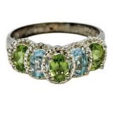 Peridot & Blue Topaz Anniversary Ring