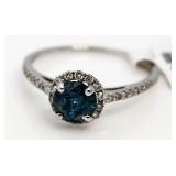 14kt Gold 1.01 ct Fancy Blue Diamond Ring