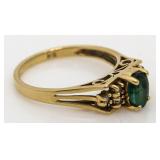 10kt Gold Genuine Emerald & Diamond Ring