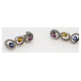 14kt Gold Genuine Gemstone & Diamond Earrings
