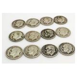 (12) 1949 Key Date Roosevelt Silver Dimes