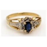 14kt Gold Genuine Sapphire & Diamond Ring