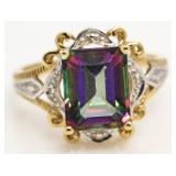 10kt Gold 4.50 ct Mystic Topaz & Diamond Ring