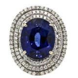 14kt Gold 18.45 ct Sapphire & Diamond Ring