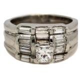 14kt Gold 1.00 ct Princess-Baguette Diamond Bridal