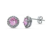 Brilliant 2.00 ct Pink Sapphire Solitaire Earrings