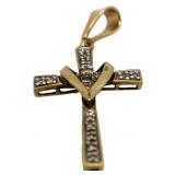 10kt Gold Diamond Cross Pendant