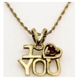 10kt Gold "I Love You" Necklace