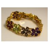 Elegant 19.50 ct Genuine Gemstone & Diam. Bracelet