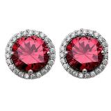 Round 4.50 ct Ruby Solitaire Earrings