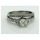 14kt Gold Cushion Cut 2.00 ct Diamond Wedding Set