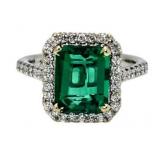 14kt Gold 3.17 ct Emerald & Diamond Ring