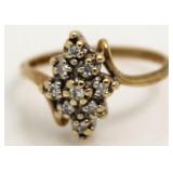 10kt Gold Antique Diamond Dinner Ring