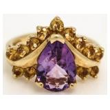 10kt Gold Pear Cut Amethyst Royale Ring