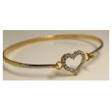 Genuine Diamond Heart Cuff Bracelet