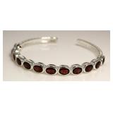 Genuine 6.00 ct Garnet Cuff Bracelet