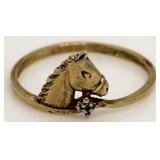 10kt Gold Diamond Horse Ring