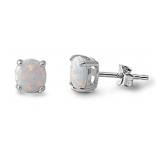 Round 1.50 ct Fire Opal Solitaire Earrings