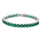 Round Brilliant 14.50 ct Emerald Tennis Bracelet