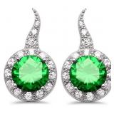 Round 3.50 ct Emerald Designer Earrings