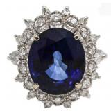 14kt Gold 9.88ct Oval Sapphire & Diamond Ring