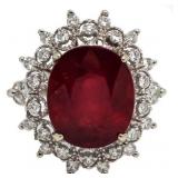 14kt Gold Oval 10.17ct Ruby & Diamond Ring