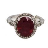 14kt Gold 4.91ct Oval Ruby & Diamond Ring