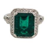 14kt Gold 6.73 ct Emerald & Diamond Ring
