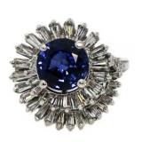 Solid Platinum 5.46 ct Sapphire & Diamond Ring