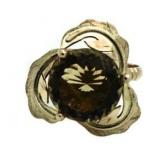 10kt Gold Vintage Round 8.70 ct Smoky Topaz Ring