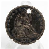 1870 Seated Liberty Holed Silver Half Dollar