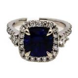 14kt Gold 3.98 ct Sapphire & Diamond Ring