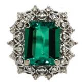 14kt Gold 5.02 ct Emerald & Diamond Ring