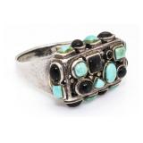 Vintage Turquoise & Onyx Estate Ring