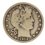 1912 Barber Silver Half Dollar