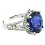 14kt Gold Oval 11.32 ct Sapphire & Diamond Ring
