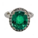 14kt Gold Oval 4.89ct Emerald & Diamond Ring