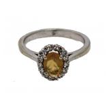 14kt Gold 2.00 ct Orange Sapphire & Diam. Ring