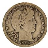 1914 Barber Silver Quarter