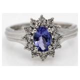 10kt Gold Genuine Tanzanite & Diamond Ring
