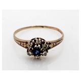 14kt Gold Antique European Sapphire-Diam. Ring