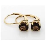 14kt Gold 2.00 ct Smoky Quartz Solitaire Earrings