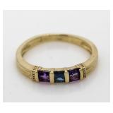 14kt Gold Green & Purple Amethyst Ring
