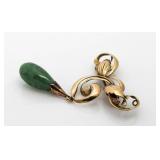 14kt Gold Vintage Jade Brooch