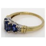 14kt Gold Tanzanite & Diamond 3 Stone Ring