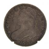 Rare 1824 Capped Bust Silver Half Dollar